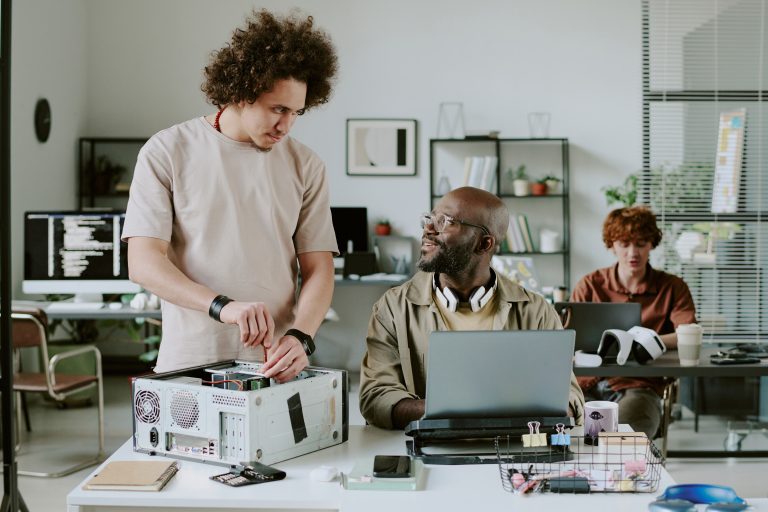 Men Chatting During Workday